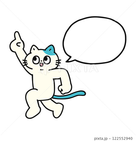 指差ししながらジャンプするゆかいな猫と吹き出し 122552940
