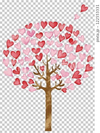 Watercolor Heart Tree 2 Vertical 122553331