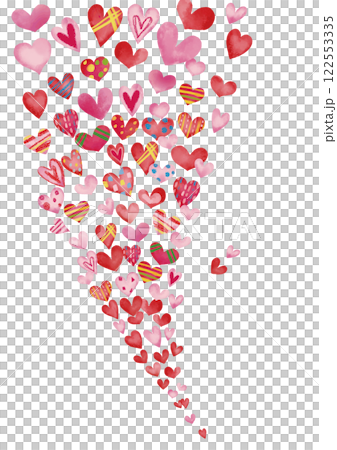 Watercolor style flying red hearts 5 vertical Watercolor style flying red hearts 5 vertical 122553335