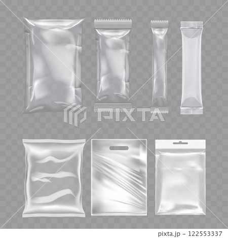 Transparent Plastic Packaging Mockup Set Vector 122553337