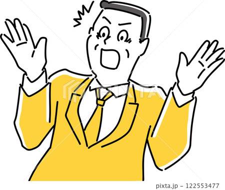 オーバーに驚く男性会社員 オーバーに驚く男性会社員 122553477