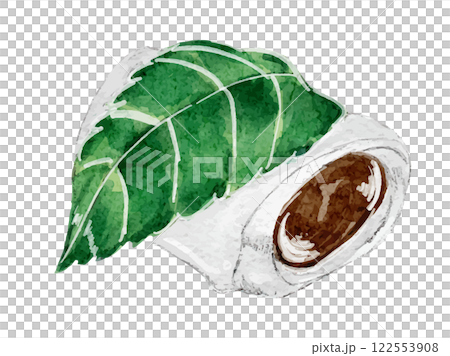 水彩で描いた和菓子のシンプルな草餅のイラスト素材 122553908