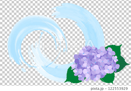 紫色繡球花和水彩波紋 紫色繡球花和水彩波紋 122553929