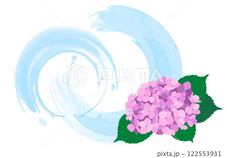 ピンクの紫陽花と水彩風の波紋 ピンクの紫陽花と水彩風の波紋 122553931