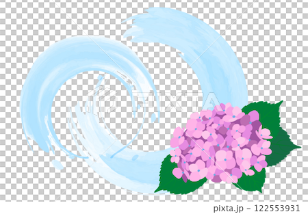ピンクの紫陽花と水彩風の波紋 ピンクの紫陽花と水彩風の波紋 122553931