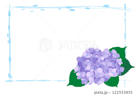紫の紫陽花と水彩風のフレーム 122553935