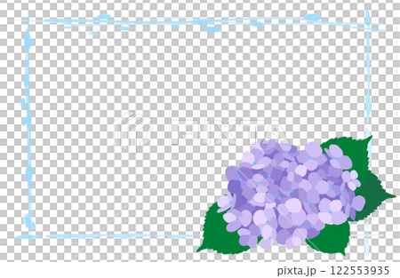 紫の紫陽花と水彩風のフレーム 122553935