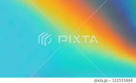 A vibrant gradient transitions smoothly from bright turquoise to warm orange and deep blue, evoking a dynamic and colorful atmosphere. 122553984
