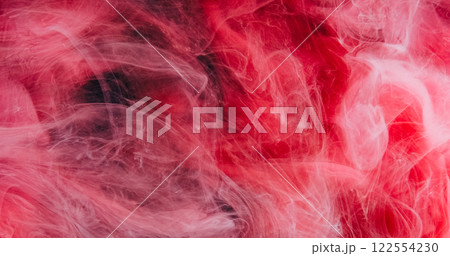 Vapor cloud. Paint splash water. Defocused pink red black color dye haze floating wave flow fantasy abstract art background. 122554230