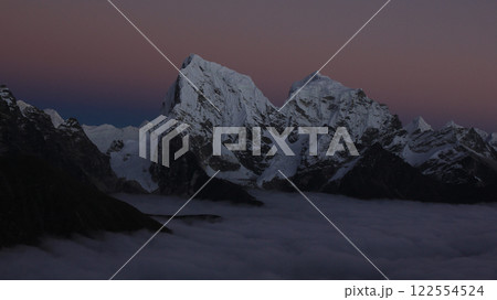 Cholatse and Taboche at sunset. View from Gokyo Ri, Nepal. 122554524