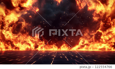 "爆発し炎上する炎のバトルグラウンド." 122554766