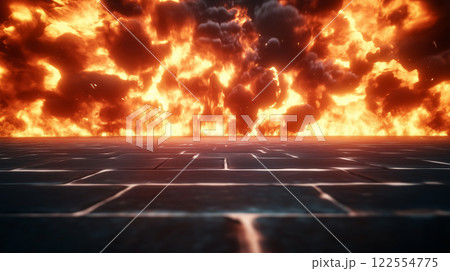 "爆発し炎上する炎のバトルグラウンド." 122554775