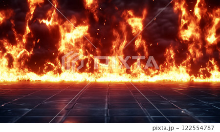 "爆発し炎上する炎のバトルグラウンド." 122554787