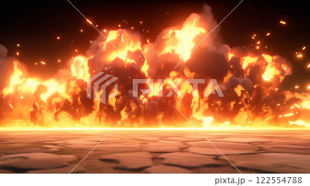 "爆発し炎上する炎のバトルグラウンド." 122554788