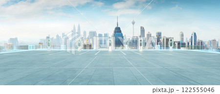 Electric vehicle charging stations dominate rooftop parking in kuala lumpur skyline 122555046