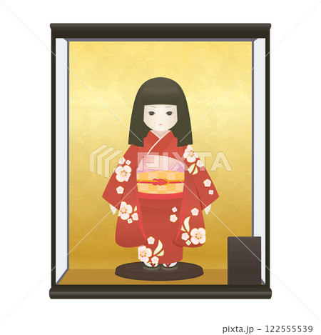 ケース入りの日本人形のイラスト 122555539