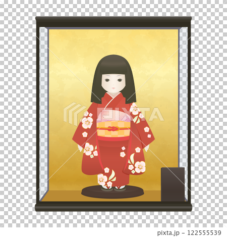 ケース入りの日本人形のイラスト 122555539