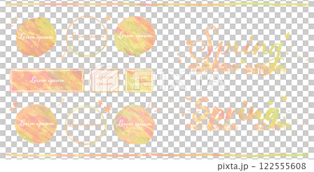 春季彩色相框裝飾套組 手繪粉彩裝飾「春天」標誌 122555608