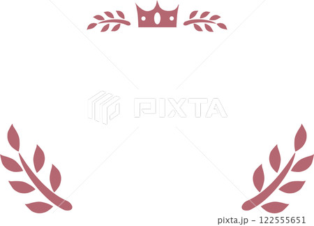 ピンク色の王冠と葉っぱの賞状風フレーム 122555651