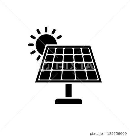Solar panel energy with sunlight silhouette vector art illustration design template. Solar panel energy with sunlight silhouette vector art illustration design template. 122556609