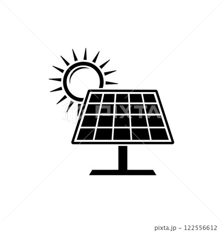 Solar panel energy with sunlight silhouette vector art illustration design template. 122556612