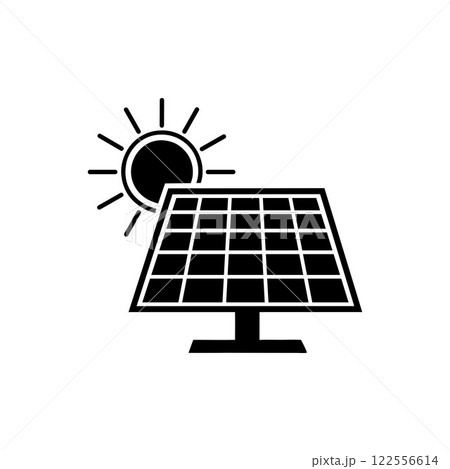 Solar panel energy with sunlight silhouette vector art illustration design template. 122556614