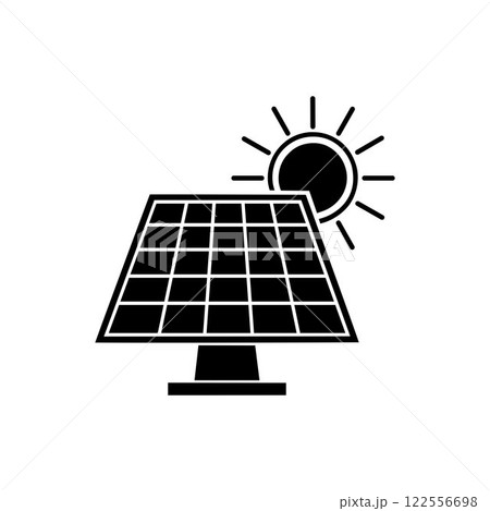 Solar panel energy with sunlight silhouette vector art illustration design template. Solar panel energy with sunlight silhouette vector art illustration design template. 122556698