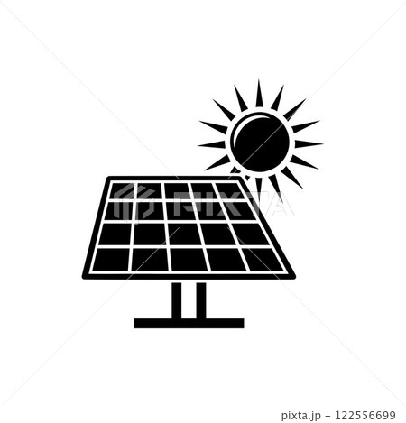 Solar panel energy with sunlight silhouette vector art illustration design template. Solar panel energy with sunlight silhouette vector art illustration design template. 122556699