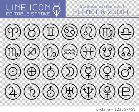 Line Icon Science Series Vol.1 Planet and Constellation Marks Line Icon Science Series Vol.1 Planet and Constellation Marks 122557459