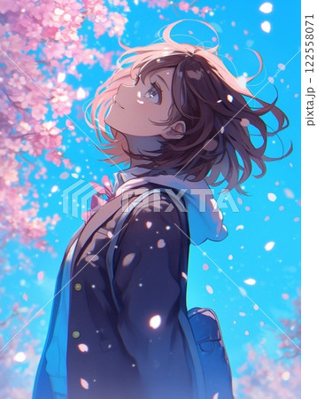 桜　エモい画像　桜吹雪　春　 122558071