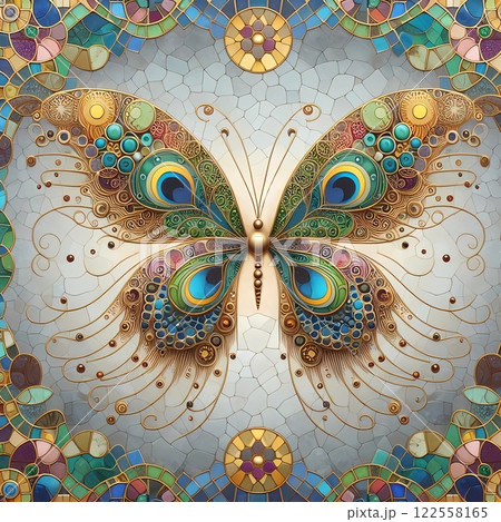 Stained Glass Butterfly: A Symphony of Color and Light 122558165