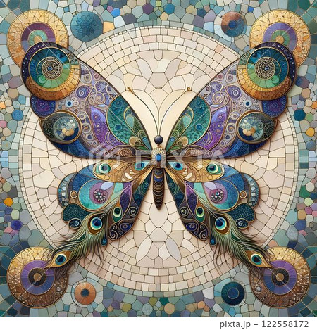 Stained Glass Butterfly: A Symphony of Color and Light 122558172