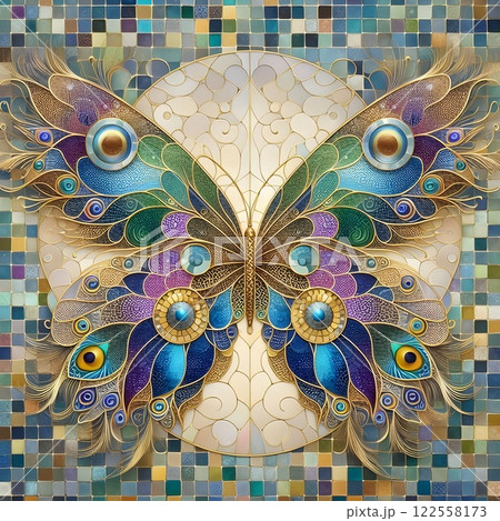 Stained Glass Butterfly: A Symphony of Color and Light 122558173