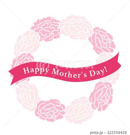 【母の日】カーネーションのリースとhappy mother's dayのリボン 【母の日】カーネーションのリースとhappy mother's dayのリボン 122558428