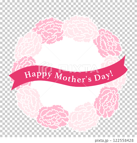 【母の日】カーネーションのリースとhappy mother's dayのリボン 【母の日】カーネーションのリースとhappy mother's dayのリボン 122558428