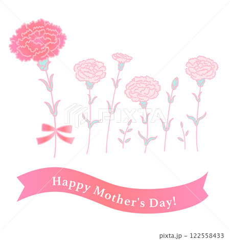 【母の日】カーネーションとhappy mother's dayのリボンのセット 122558433