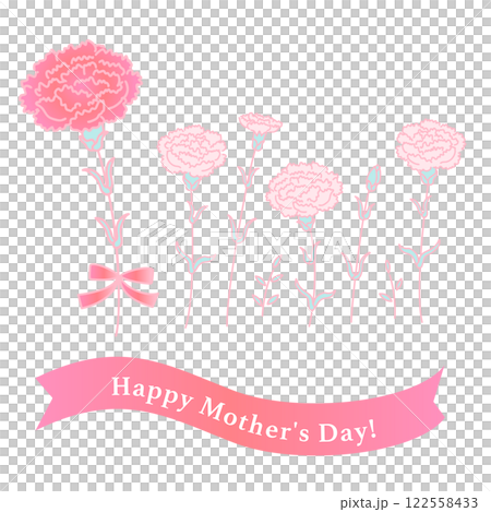 【母の日】カーネーションとhappy mother's dayのリボンのセット 122558433