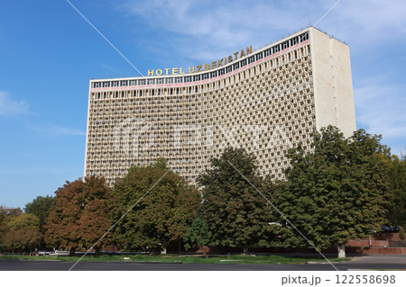 exterior of Hotel Uzbekistan, It is one of the largest hotels in the country and, as an example of Soviet brutalism, is now also a city attraction. exterior of Hotel Uzbekistan, It is one of the largest hotels in the country and, as an example of Soviet brutalism, is now also a city attraction. 122558698