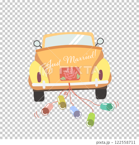 婚車後面的插圖 122558711
