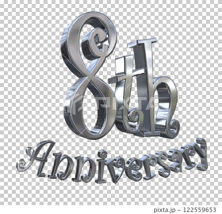 3DCG letters "8th Anniversary/8th Anniversary Mark Sparkle" Silver, Silver 3DCG letters "8th Anniversary/8th Anniversary Mark Sparkle" Silver, Silver 122559653