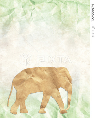 Eco background with elephant in paper cut style. Paper animal on carton backdrop. Ecology, global ecological resource, go green, zero waste concept. Environmental and conservation, wildlife protection 122559974