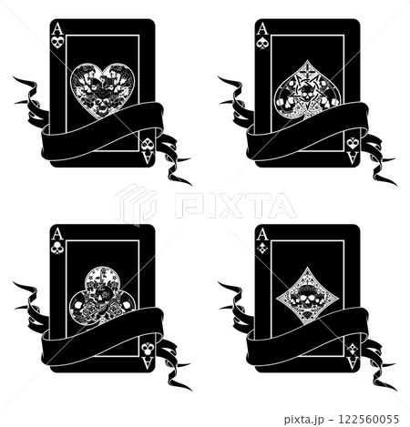 Halloween style poker cards with ribbons 122560055