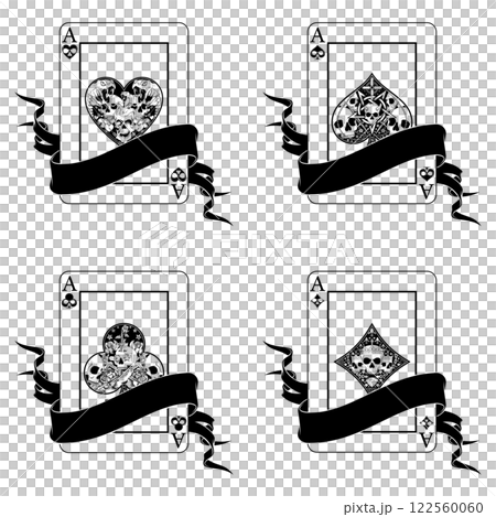Halloween style poker cards with ribbons 122560060