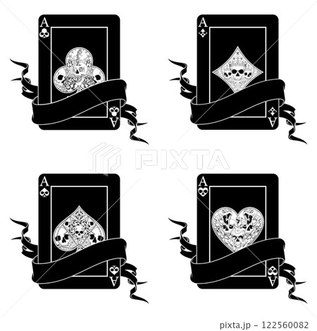 Halloween style poker cards with ribbons 122560082