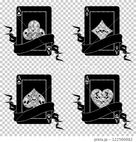 Halloween style poker cards with ribbons 122560082