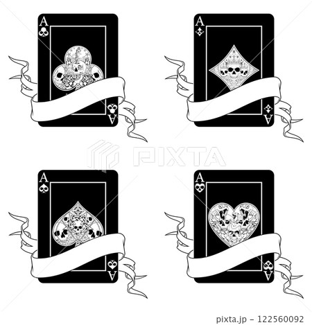 Halloween style poker cards with ribbons 122560092