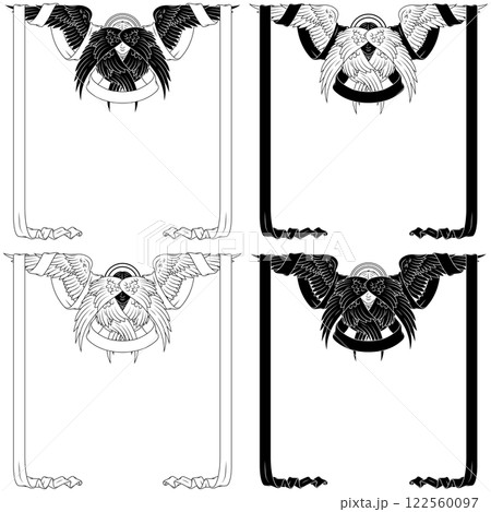 Angel with six wings and surrounded with ribbon Angel with six wings and surrounded with ribbon 122560097