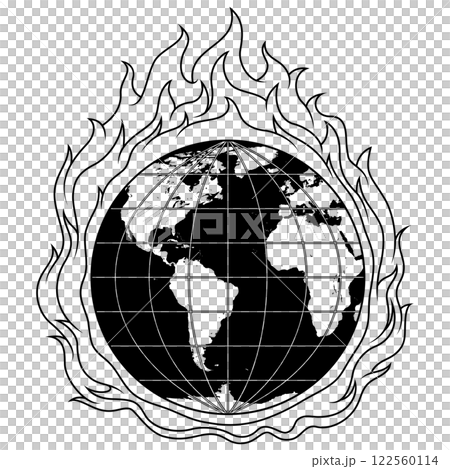 Planet Earth engulfed in fire Planet Earth engulfed in fire 122560114