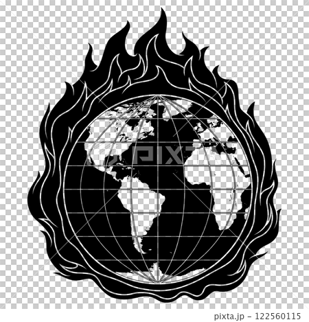 Planet Earth engulfed in fire Planet Earth engulfed in fire 122560115