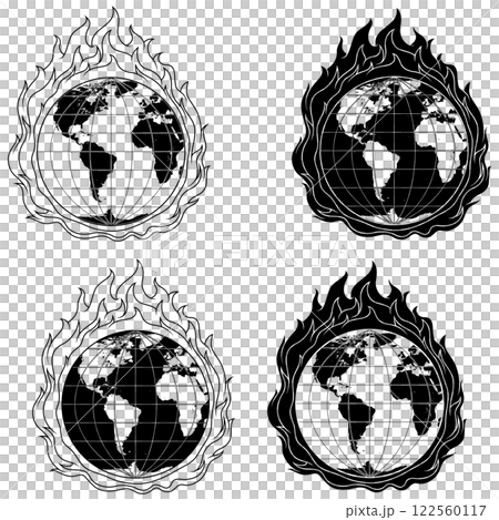 Planet Earth engulfed in fire Planet Earth engulfed in fire 122560117